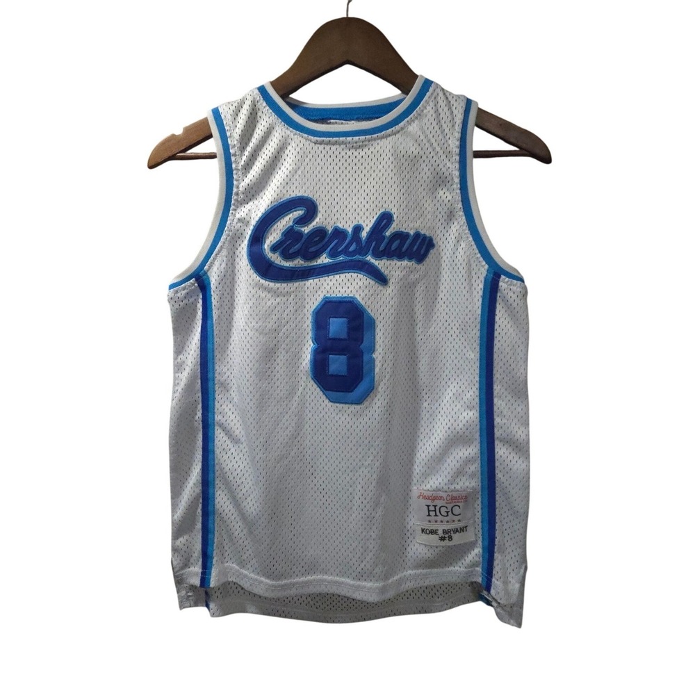 Headgear Classics Kobe Bryant Crenshaw #8 Jersey Kids Medium White Blue HGC